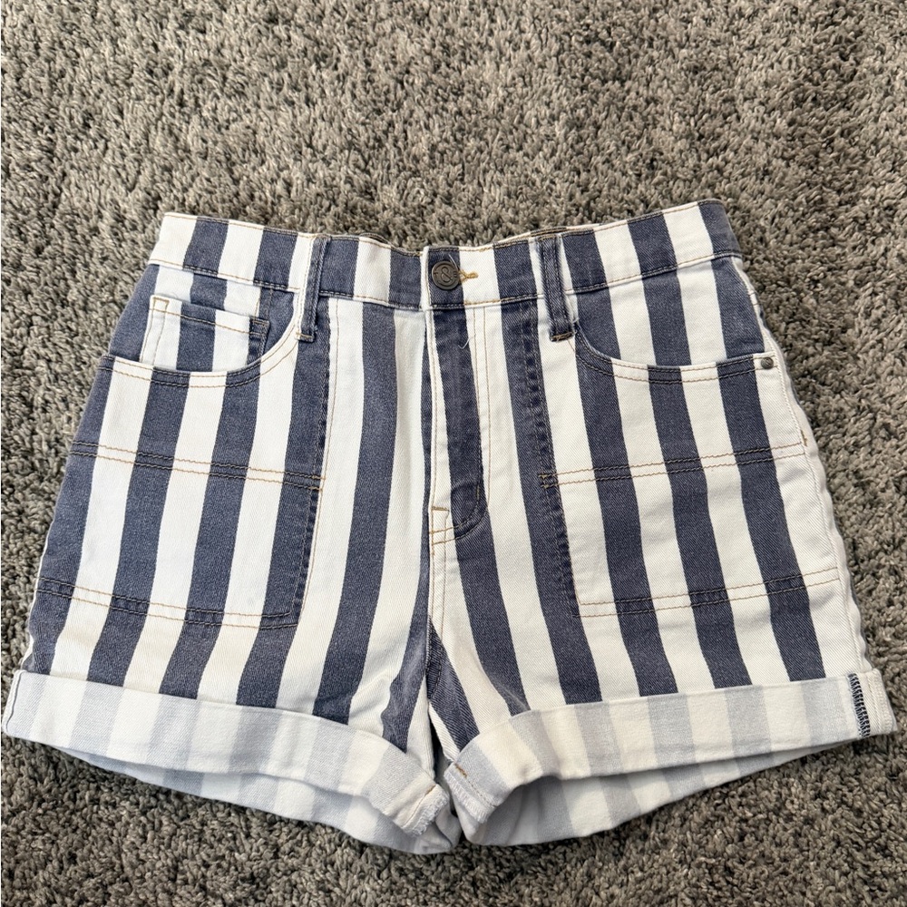 Treasure & Bond Navy and White High Waist Shorts
